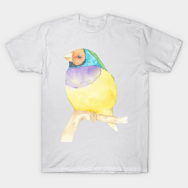 Gouldian finch watercolor portrait T-Shirt by Oranjade0122